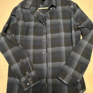 Express Navy & Black Plaid Button-Up Shirt